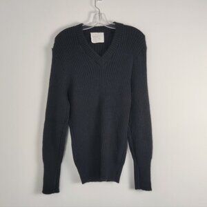 Women's Vintage Wool Sweater Tunic 1994 Size Medium Black Ribbed 90s